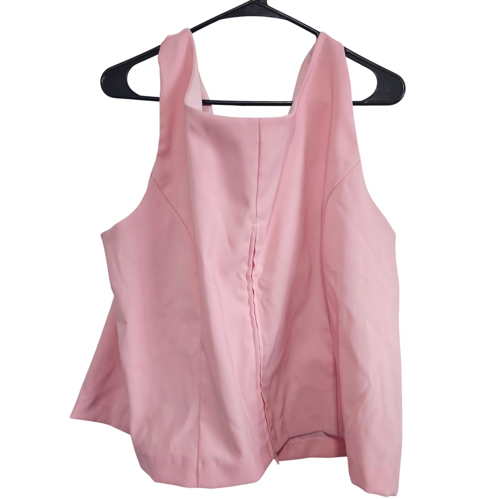 Studio‎ 1940 Womens Pink Sleeveless Square Neck Peplum Top Blouse
